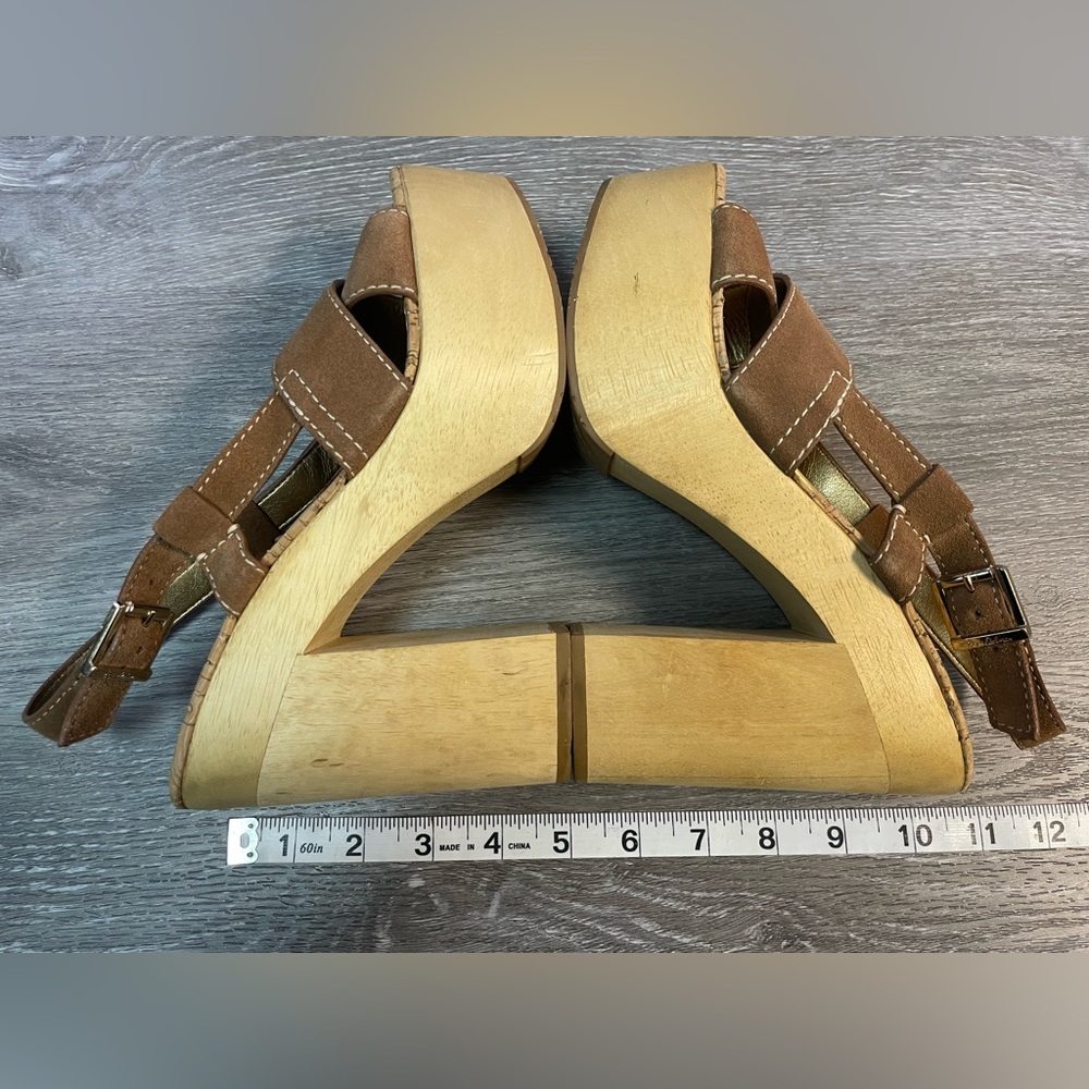Sam Edelman Brown Suede Platform Sandal Heels - Picture 11 of 13